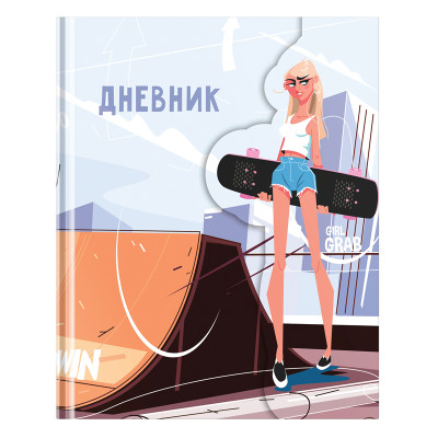 Дневник 1-11 кл. 48л. (твердый) Greenwich Line "Girl Grab", диз. бумага, печать, матовая ламинация, 3D-лак, фигурный магнитный клапан, тон. блок, лясс, 336073
