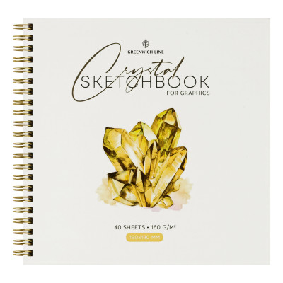 Скетчбук для графики и эскизов 40л., 190*190 Greenwich Line "Crystal. Golden Stone", на гребне, 160г/м2, 344726
