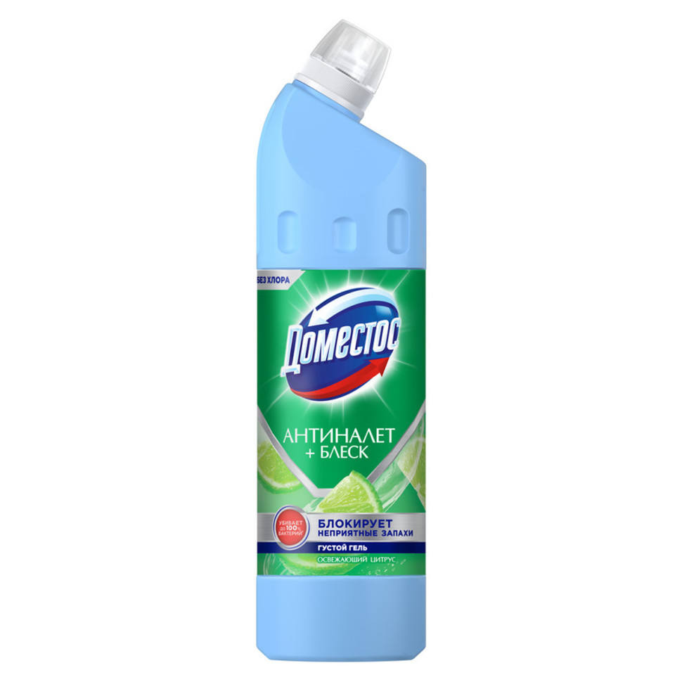 Чистящее средство универсальное Domestos "Антиналет+блеск. Освежающий цитрус", гель, без хлора, 750мл, 357349