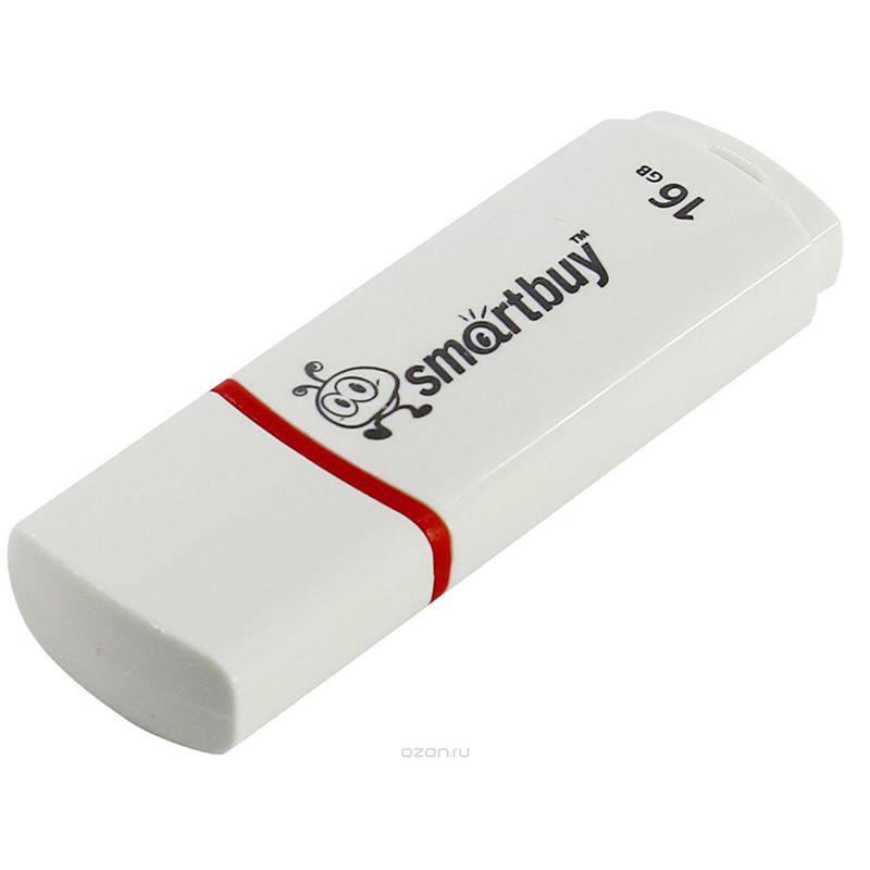 Память Smart Buy "Crown"  16GB, USB 2.0 Flash Drive, белый, 244815