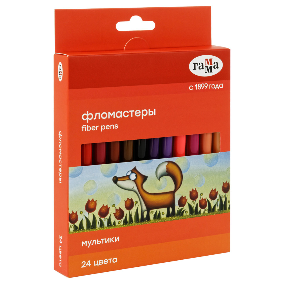 Фломастеры Гамма "Мультики", 24цв., смываемые, картон. упак., европодвес, 361798