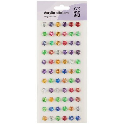 Наклейки акриловые MESHU "Bright crystal", 25*10см, стразы, 66 наклеек, инд. уп., европодвес, 324568