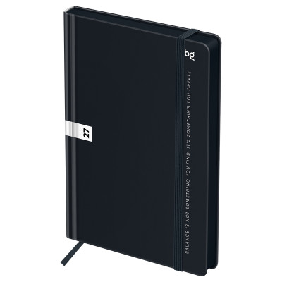 Ежедневник датированный 2027г, А5, 176л., 7БЦ BG"Monochrome. Black", черный, soft tuch, 390329