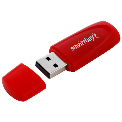Память Smart Buy "Scout"  64GB, USB 2.0 Flash Drive, красный, 350462