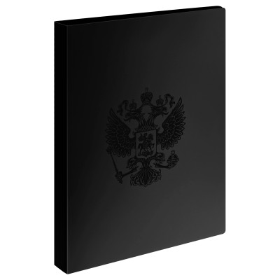 Папка с 60 вкладышами СТАММ "Герб" А4, 21мм, 700мкм, пластик, черный, 380886