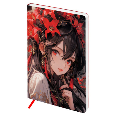 Ежедневник недатированный, А5, 136л., мягкий переплет, кожзам, BG "Anime. Girl", 370251