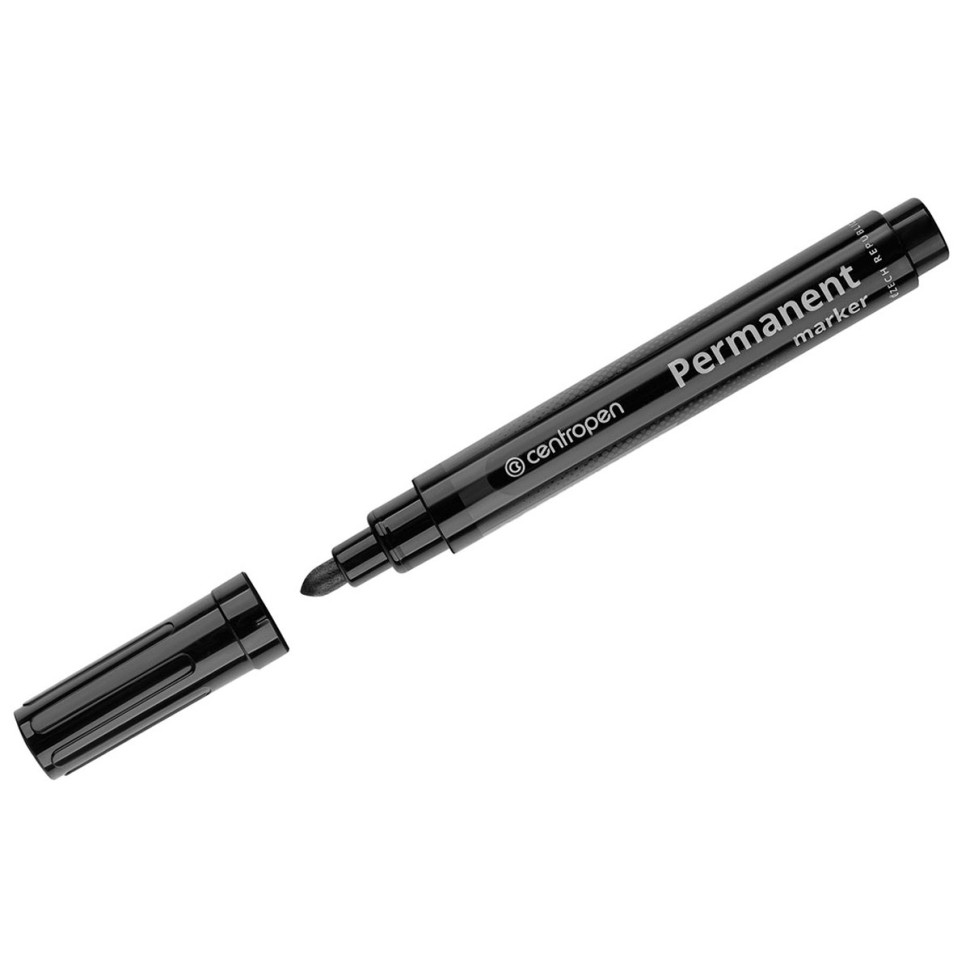 Маркер перманентный Centropen "8566" черный, пулевидный, 2,5мм, 003942