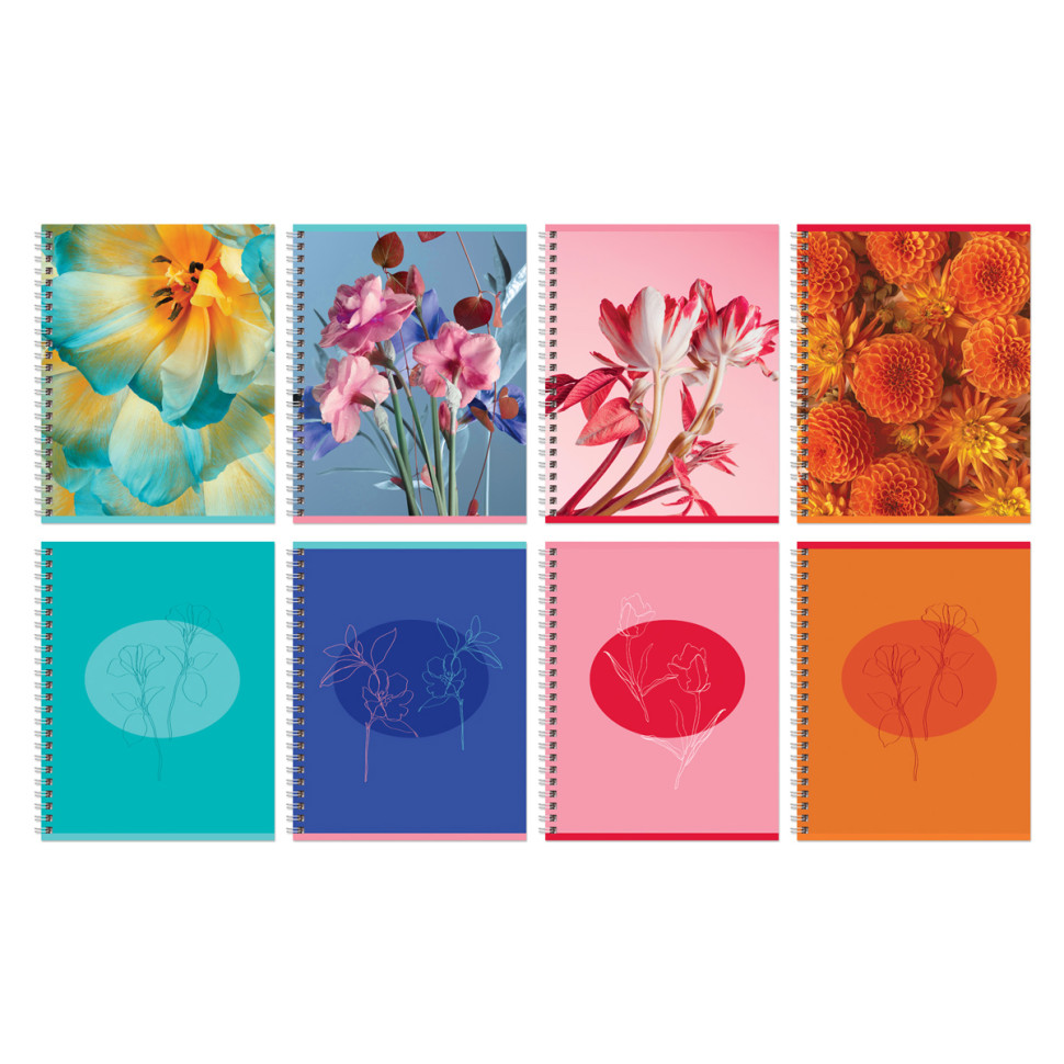 Тетрадь 80л., А5, клетка на гребне BG "Perfect flower", двойная обложка, 8 штук, 341037
