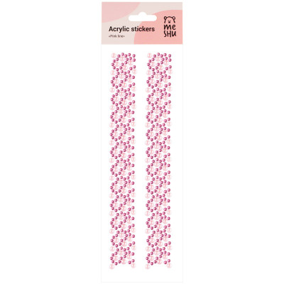 Наклейки акриловые MESHU "Pink line", 25*7,8см, стразы, 500 наклеек, инд. уп., европодвес, 324566