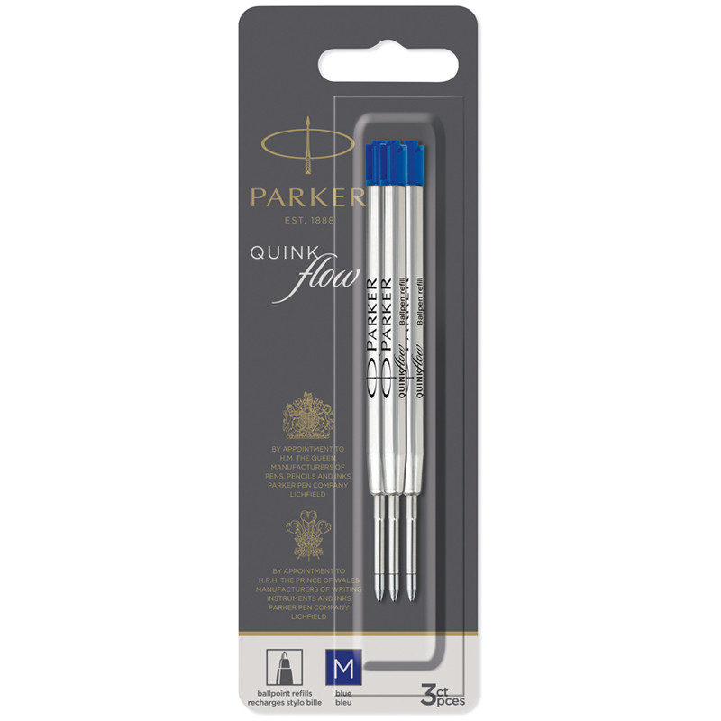 Стержень шариковый объемный Parker "QuinkFlow Ball Point" синий, 98мм, 1,0мм, метал. корпус, 3шт., блистер, 326365 Стержень шариковый объемный Parker "QuinkFlow Ball Point" синий, 98мм, 1,0мм, метал. корпус, 3шт., блистер, 326365